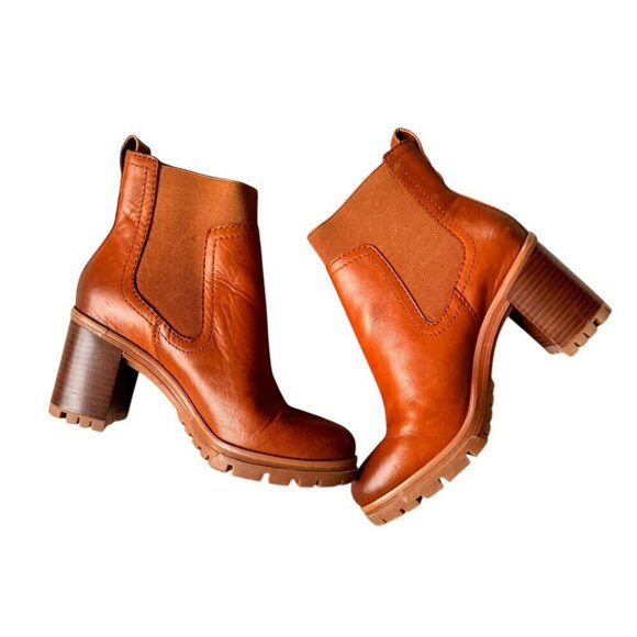 Vince Camuto Denniel Chelsea Bootie Pull On Close Toe Block Heeled Boots Sz 71/2 - Picture 1 of 11